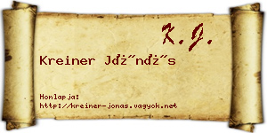 Kreiner Jónás névjegykártya