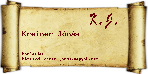 Kreiner Jónás névjegykártya